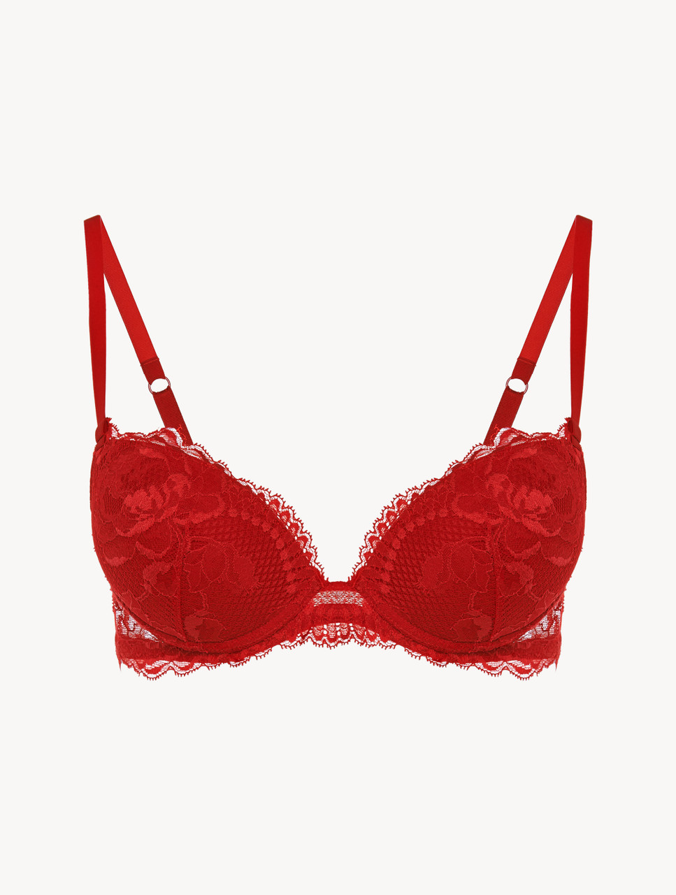 Women's Comfy Solid Colour Lace 3/4 Cup Bra and Panty Set Red price in UAE, Noon UAE