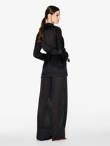 Pyjamas in black silk with Leavers lace_2