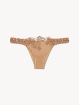 Brazilian Brief in beige Lycra with embroidered tulle_0