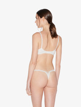 Thong in off-white Lycra with embroidered tulle_2