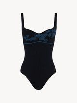 Swimsuit in black with dark blue embroidery_0