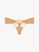 Nude Lycra thong with Chantilly lace_0