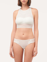 Crop top in off-white stretch tulle_1