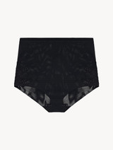 High-waisted Briefs in black stretch tulle_0