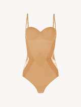 Nude Lycra control fit body with Chantilly lace_0