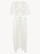 Off-white long silk robe with  macramé_0