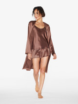Silk pyjama shorts in Chocolate Brown_5
