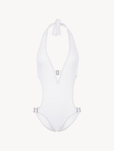 Cut-out Swimsuit in White_0