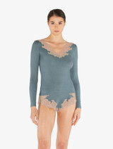 Cashmere Blend Ribbed Long-sleeved Top in Sleepy Dream with Frastaglio_1