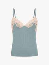 Cashmere Blend Ribbed Camisole in Sleepy Dream with Frastaglio_0