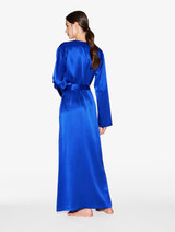 Silk long robe in electric blue_2