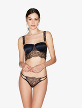 Padded Bralette in Black with Leavers Lace_1