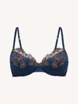 Silk Underwired Bra in blue with frastaglio_0