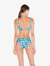 Blue Printed Bikini Brief with draped waist_2