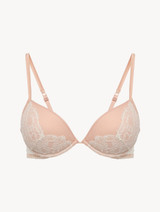 Push-Up Bra in Linen and Nude Rose with Leavers lace_0