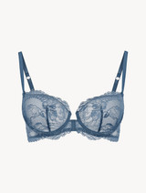 Dark blue lace balconette bra_0