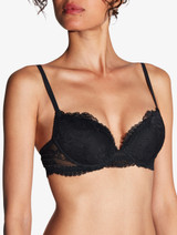 Black stretch Leavers lace push-up bra_3