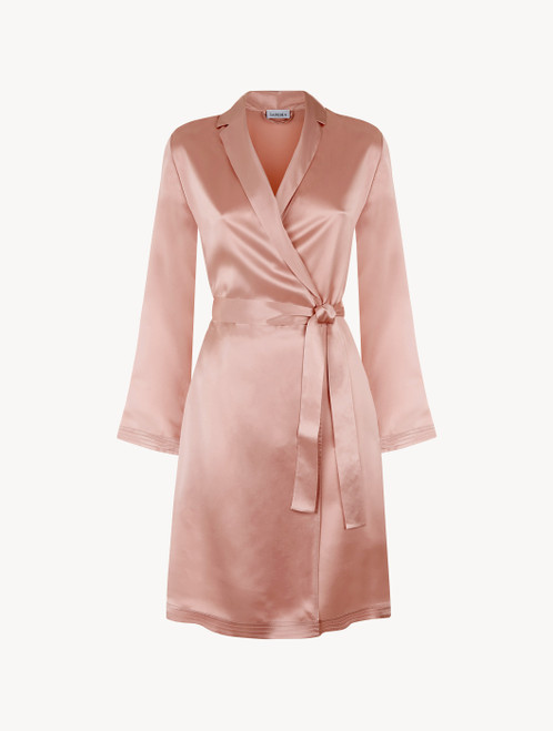 Powder pink silk short robe_5