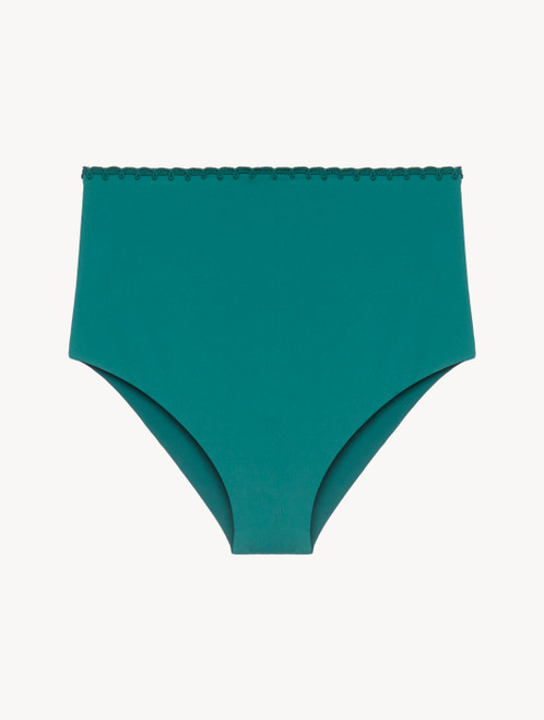 High-waisted bikini briefs in Evergreen with lace-up detail_2