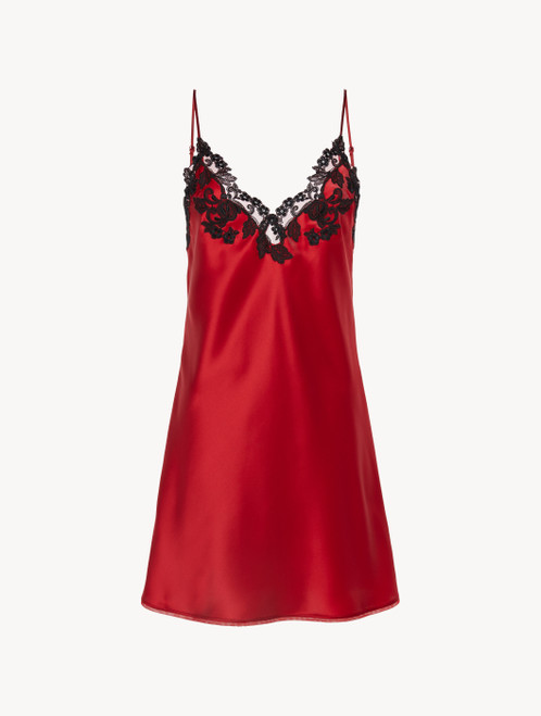 Red silk slip dress with frastaglio_6