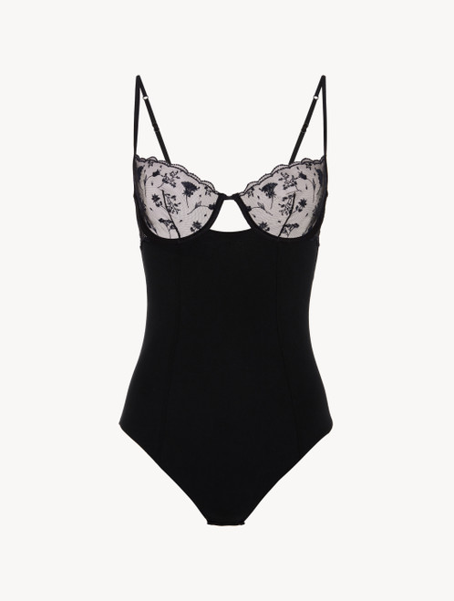 Bodysuit in Onyx with embroidered tulle_2