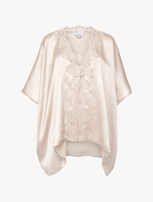 Rose Beige short silk robe_0