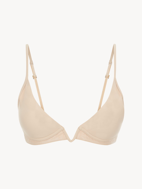 Latte-coloured non-wired padded triangle V-bra_1