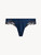 Silk satin thong with frastaglio in Blue_0