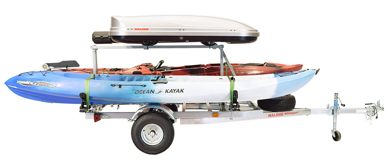 Mega LowBed Trlr w/Tier, Spare, 2 sets Saddle Up, Cargo Box, 2 Rod Tubes  (MPG550-LBS) - Liquid Surf and Sail