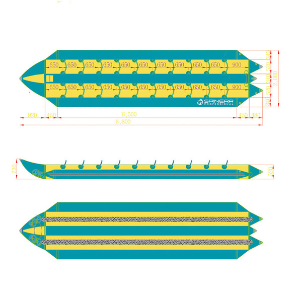 Spinera 20 Person "DOUBLE MULTI-RIDER" Towable Banana Boat