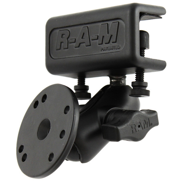 RAM Mount Glare Shield Clamp Mount w\/Short Double Socket Arm & Round Base Adapter w\/AMPs Hole Pattern [RAM-B-177-202U]