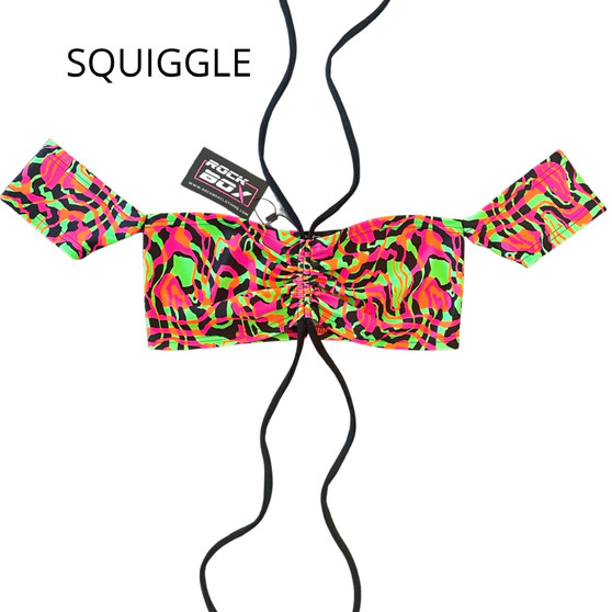 PRE MADE READY FOR DESPATCH SQUIGGLE print Bardot top