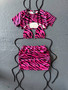 Hot pink Zebra 3 piece ruched mini skirt with detailed triangle bikini top