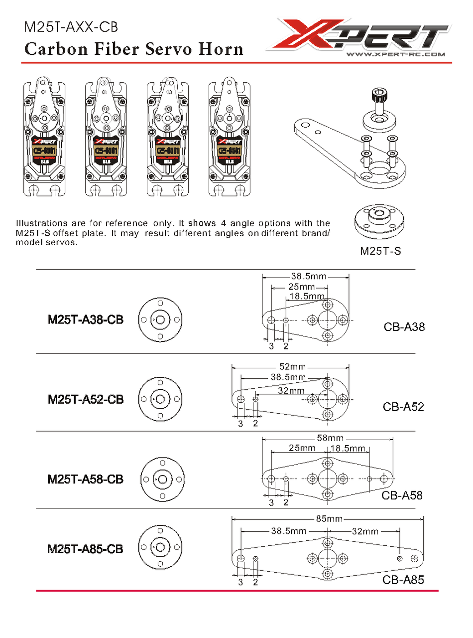 Xpert RC M25T Carbon Fiber Servo Horn Hobby Square