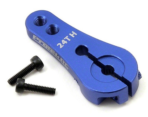 ProTek RC 4mm Aluminum Long Clamp Lock Servo Horn (Blue) (24T-Hitec)