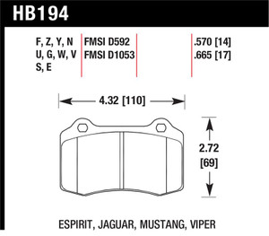 Hawk 2010 Camaro SS Performance Ceramic Street Rear Brake Pads