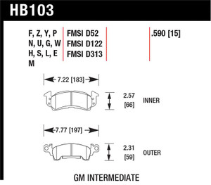 Hawk 69-81 Chevy Camaro Blue 9012 Front Brake Pads