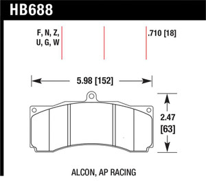 Hawk AP Racing/Alcon Performance Ceramic Racing Front Brake Pads w/0.710in Thickness