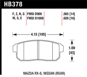 Hawk 03-07 RX8 HP+ Street Rear Brake Pads (D1008)