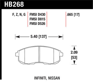 Hawk 03-04 G35/03-05 G35X/ 02-05 350z w/o Brembo HPS Street Front Brake Pads