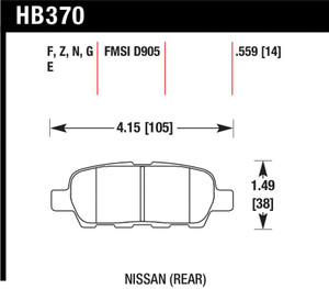 Hawk 03-07 350z / G35 / G35X w/o Brembo HPS Street Rear Brake Pads