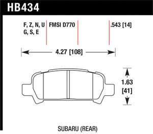 Hawk 02-03 WRX / 05-08 LGT D770 HPS Street Rear Brake Pads