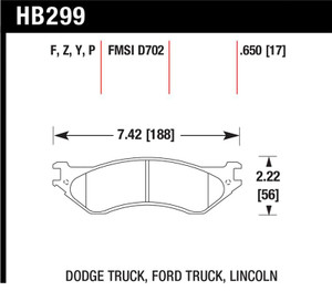 Hawk Dodge B1500 VanDurango/1500 Pickup/1500 Van / Ford / Lincoln LTS Street Front & Rear Brake Pad