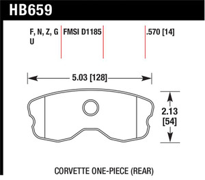 Hawk 06-10 Chevy Corvette (Improved Pad Design) Rear Performance Ceramic Sreet Brake Pads