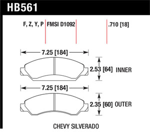 Hawk Cadillac / Chev Avalanche/Silverado/Suburban/Tahoe / GMC Sierra Yukon HPS Front Street Brake Pa