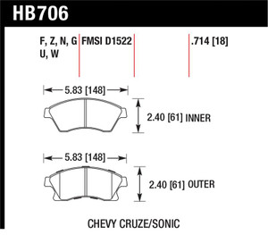 Hawk 11-12 Chevy Cruze Eco/LS/1LT/2LT/LTZ / 12 Sonic LS/LT/LTZ DTC-60 Front Race Brake Pads