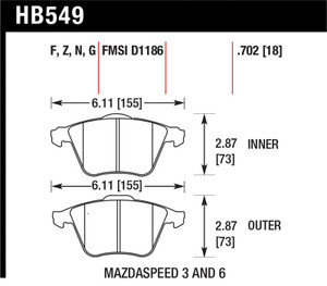 Hawk 07-08 Mazdaspeed3/06-07 Mazdaspeed6 HPS Street Front Brake Pads