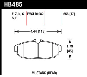 Hawk 2011-2012 Ford Mustang 5.0L Perf. 5.0 (w/Brembo Brakes) High Perf. Street 5.0 Rear Brake Pads