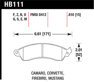 Hawk 1990-1990 Chevy Camaro Iroc-Z (w/Heavy Duty Brakes) High Perf. Street 5.0 Front Brake Pads