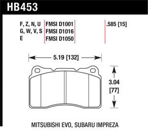 Hawk Street HPS 5.0 Frt Brake Pad Brembo 03-06 Evo / 04-14 STI / 09-10 Evo / 09-10 Genesis /04-08 TL